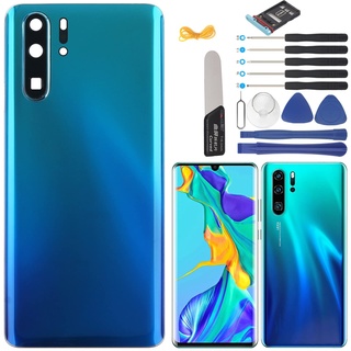 YHX-OU 6,47 Zoll Akkudeckel geeignet für Huawei P30 Pro Ersatz-Abdeckung + Installationswerkzeug + 1 SIM-Karte Tray (Aurora Blue)