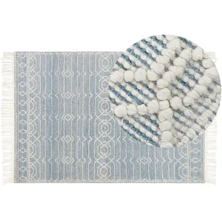 Beliani Kurzflor-Teppich Orhaneli 230/160 cm , Blau , Textil , Grafikmuster , Rechteckig , 160x230 cm , Teppiche und Böden, Teppiche, Orientteppiche