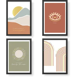Papierdrachen 4 Premium Poster DIN A4 | Bilder für Küche und Wohnzimmer - mit hochwertiger Goldfolierung - Boho - hochwertige ungerahmte Kunstdrucke mit Spruch | Dekoration | Wandbild - Set 9
