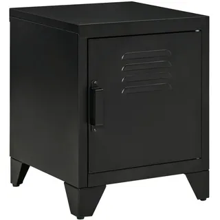 Homcom Nachttisch Nachtschrank Beistelltisch mit Regal Tür Industriedesign Metall , Schwarz , 40x50x40 cm , Schlafzimmer, Nachtkästchen