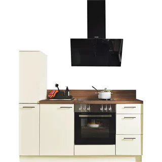 Küche KOCHSTATION "Scafa", küche: natur, korpus: magnolia, arbeitsplatte: walnuss braun nachbildung, B:180cm T:58cm, Komplettküchen-Sets, Küche, vormontiert, wahlweise mit E-Geräten, Stellbreite 180 cm