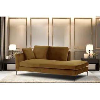 Home affaire Recamiere »Cozy Chaiselongue, Maße B/T/H: 195/97/80 cm« mit losen Kissen und Metallbeinen, Armlehne links oder rechts wählbar, gelb