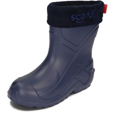 BeKiddy EVA Stiefel Gefüttert Jungen Mädchen Wasserdicht Stiefel für Regen und Schnee 24-37 EU (Marineblau mit blau Beschriftung, numeric_37)