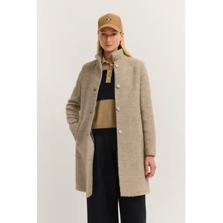 Wollmantel BUGATTI "Modern Fit", Damen, Gr. 44, beige (40, beige), 52% Polyester, 25% Polyacryl, 23% Wolle, unifarben, normal, normaler Saum, Mäntel Wollmantel, mit Flexcity Stretch und Stehkragen
