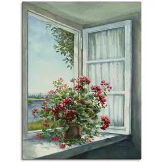 Artland Wandbild "Geranien am Fenster" Blumen 1 Stk. tlg. als Leinwandbild, Poster in verschied. Größen, farbe bild(er): weiß