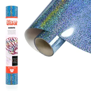 Siser Holographic Sky Blue, 30cm x 0,5mt, Holographisches Thermotransfer-Vinyl für die individuelle Gestaltung von Stoffen, Kleidung und Accessoires, Bastelartikel, leicht zu schneiden