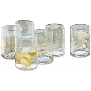 LOBERON Glas 6er Set Clarksville, klar | Trinkgläser, Viel Füllvolumen, Mundgeblasenes, dickes Glas, Hübsche Struktur