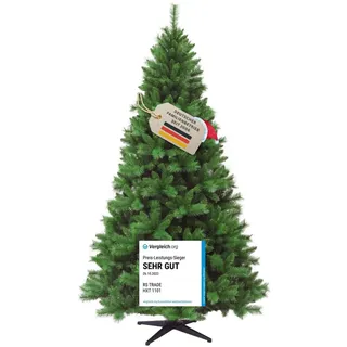 RS Trade Künstlicher Weihnachtsbaum 1101 Colorado 210 cm in Grün mit Metallständer, Christbaum künstlich, Kunsttannenbaum, Klappsystem, schwer entflammbar, einfacher Aufbau, für Allergiker geeignet