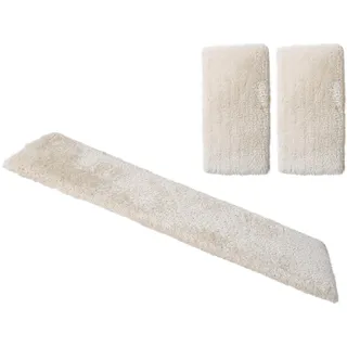 Guido Maria Kretschmer Home&Living Bettumrandung »Micro exclusiv Teppich, sehr hoher Flor, weich durch Mikrofaser«, (3 tlg.), Bettvorleger, Läufer-Set, weich, unifarben, Microfaser, Schlafzimmer, beige