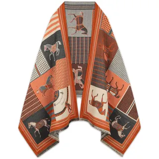 EXTREE Schals für Damen, Pashmina, seidiger Schal, Wickeltuch für Abendkleid, Decke, offener Poncho, Umhang, Ady-Orange, 1