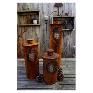 Edelrost Laterne Vita - Gartendekoration - Rustikal - mit Glaseinsatz für Kerzen - Vintage Optik