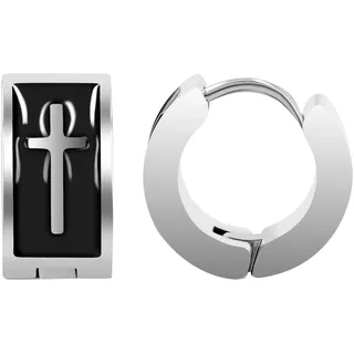 Paar Creolen ADELIA ́S "Damen Ohrringe ¿ Creole Kreuz aus Edelstahl", schwarz, Ohrringe, Damen, Edelstahl, Paar Creolen