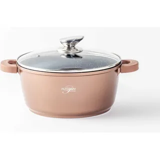 Kochtopf Aluguss Glasdeckel Ø20cm Induktion Marmorbeschichtung Suppentopf Pfanne Copper