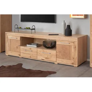 Lowboard VOGL MÖBELFABRIK, braun (eichefarben chalet, wildeiche massiv), B:184cm H:55cm T:50cm, Sideboards, Lowboard, Breite 184 cm