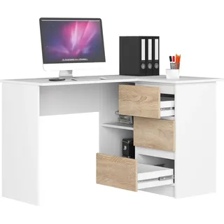 akord furniture factory Eckschreibtisch AKORD B16 Weiß / Sonoma-Eiche