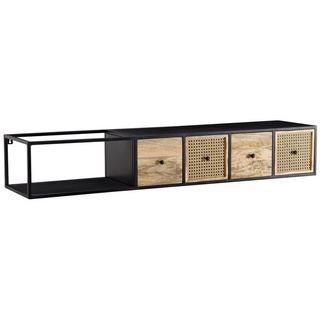 FineBuy TV Schrank FineBuy Lowboard Hängend 150x25x35 cm Wiener Geflecht Holz Metall