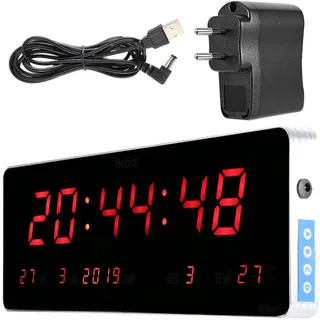 Digitale Wanduhr, Küchenwand Digitaluhr LED Digitale Kalenderuhr Temperatur Wanduhren Mit Datum Wochentag Temperaturanzeige Für Wohnzimmer Büro Dekoartikel (36*13*3cm-Kalendertemperaturwoche)