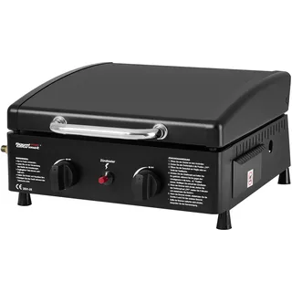 Royal Gourmet 2 Brenner Gasgrill Tischgrill Gas mit 5 kW, Gasplancha mit Deckel Kompakt Balkongrill für Camping, Garten, Terrasse Schwarz
