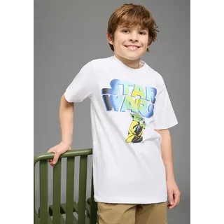 T-Shirt KIDSWORLD "STAR WARS: YODA - Disney Shirt", Jungen, Gr. 140/146, weiß, Single Jersey, Obermaterial: 100% Baumwolle, bedruckt, Basic normal, Rundhals, Shirts T-Shirt, YODA Shirt, modischer Stil, Kurzarm, Basic Passform, aus Baumwolle