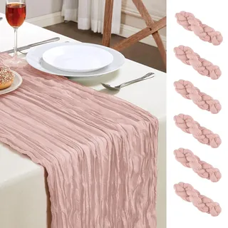 AGIRL Seihtuch-Tischläufer, 3 m lang, Boho-Gaze-Tischläufer, rustikal, durchsichtig, Läufer für Hochzeit, Brautparty, Babyparty, Geburtstag, Party, Tischdekoration, Erntedankfest,