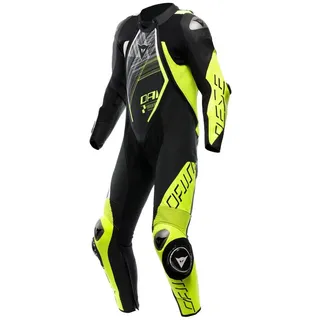 Dainese Audax D-Zip, Lederkombi 1tlg. perforiert - Schwarz/Neon-Gelb/Weiß - 54