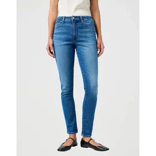 Skinny-fit-Jeans WRANGLER "SIENNA", Damen, Gr. 30, Länge 34, blau (rebel blau), Denim/Jeans, Obermaterial: 92% Baumwolle, 6% Polyester, 2% Elasthan, skinny fit lang, Jeans Skinny-fit-Jeans, im Five-Pocket Style