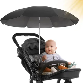 STYNGARD Sonnenschirm Kinderwagen UV Schutz 50+ / 70 cm Durchmesser mit Überhang - Sonnenschutz Kinderwagen - Sonnenschutz Buggy mit flexibler Universalhalterung Modell ROME
