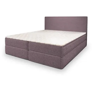 Masseno Boxbett Pellio 140x200 cm mit Matratze und Topper - Lila , Holz , 140x200 cm , Schlafzimmer, Betten, Boxspringbetten