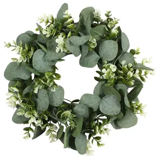 KARLOR Kunstpflanze Kranz, Künstlicher Eukalyptus Kranz hängend Dekorative Türkränze Blumenkranz Deko für Haustür Hochzeit Party Garten Fenster Wand Kamin Frühling Ostern Dekoration (30cm)