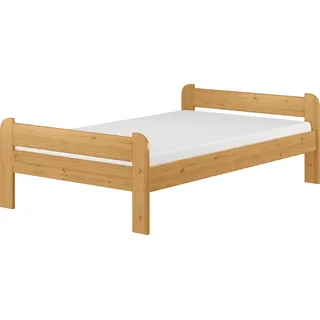 Breites Einzelbett 120x200 Kiefer Echtholz in Eiche gebeizt mit wählbarem Zubehör V-60.39-12ERollrost und Matratze inkl. - Naturbelassen