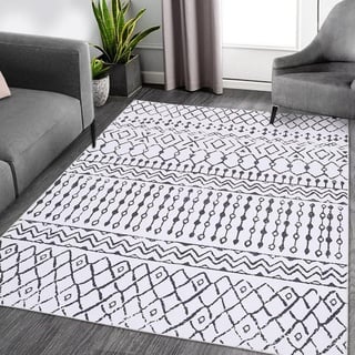 Auton Boho Teppich, Moderner Teppich, Neutraler Teppich für Schlafzimmerdekoration Wohnzimmer Dekorationsideen Spielzimmer 160 x 200 cm Beige