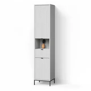 livinity Badschrank Aterno Weiß 40 x 190 cm mit Türen, und Schublade, - Weiß