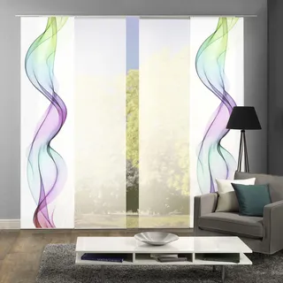 HOME WOHNIDEEN ALBERTA Schiebegardine Klettband 60 x 245 cm mehrfarbig 4 Stk.