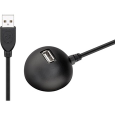 Pro USB 2.0 Hi-Speed extension cable with desktop foot black