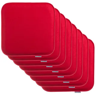 Brandsseller 8er Set Sitzkissen aus Filz 35x35x2 cm – Robuste Stuhlauflagen für innen und außen, eckiges Sitzpolster, strapazierfähiges Kissen für Stühle - Rot