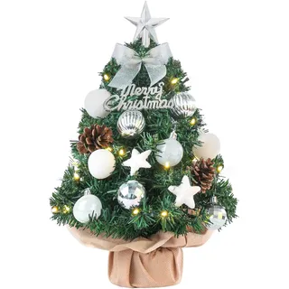 Mini Weihnachtsbaum Kleiner Weihnachtsbaum mit Beleuchtung LED Tisch Weihnachtsbaum klein künstlich geschmückt für Weihnachten Deko 40cm