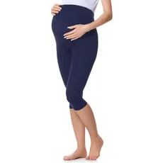 Be Mammy 3/4 Umstandsleggings Kurz aus Baumwolle bequeme und blickdichte Schwangerschaftsleggings Umstandsmode BE20-229 (Marine, XL)