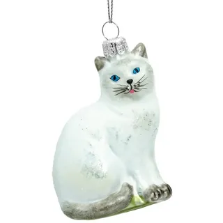 SIKORA Katze Glas Figur Weihnachten Anhänger - Meisterstücke - BS705, Variante:weiß