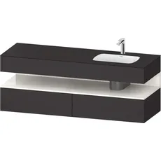 Duravit Qatego Einbauwaschtisch mit Konsolenwaschtischunterbau, 1600x550x600mm, Nische Weiß Hochglanz, Becken rechts, QA4796022, Farbe: Graphit Supermatt/mit Nischenbeleuchtung