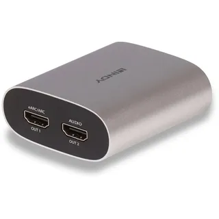 Lindy HDMI eARC Extractor, Audio Adapter, Schwarz, Silber