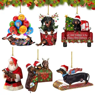 Weihnachtsbaumschmuck, Dackel Christmas Decorations, Personalisierter Weihnachten Deko Acryl Dackel Deko, Weihnachtsdeko Lustig Hängende Dekoration, Rucksack Hängende Home Deko Weihnachtsbaum (B)