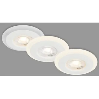 Briloner Leuchten - 3er Set Einbauleuchten Decke LED, LED Lichtring, Einbaulampen flach, Einbaustrahler Bad, Badeinbaustrahler IP44, Weiß, 84x34 mm (DxH)