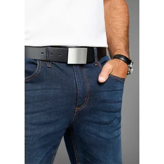 Koppelgürtel MAN'S WORLD, Herren, Gr. 85, schwarz, Rindsleder, unifarben, Gürtel Koppelgürtel, mit zeitloser mattsilberne Koppelschließe bis Gr. 135 - NEW, Topseller