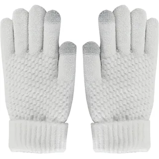 CHDZSW Touchscreen Handschuhe, Damen Winter Warm Strick Fingerhandschuhe, Elastisch Manschette Weiß Handschuhe Frauen Geschenk mit Skifahren Radfahren und Hiking für Damen und Herren