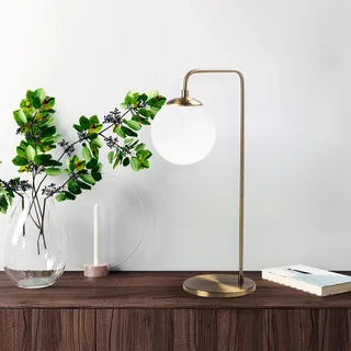 Opviq, Vintage Tischlampe mit Metallkörper und Glasabdeckung, 17 x 25 x 55 cm | E14 Fassung, max. 40 W, IP20 | Elegantes skandinavisches Design für modernes Wohnen.