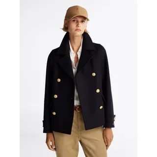 Tommy Hilfiger Kurzmantel »WOOL BLEND DB PEACOAT«, mit Logo-Flagge, blau