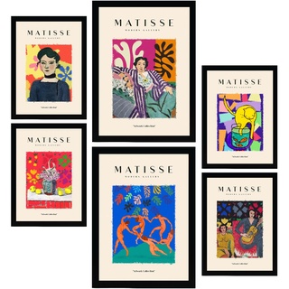 Nacnic Set mit 6 Henri Matisse Postern. Feier. Drucke des Fauvismus und der abstrakten Kunst für Innenarchitektur und Dekoration. A3 & A4 ohne Rahmen.