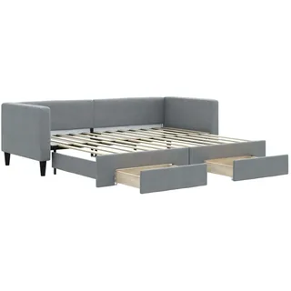 vidaXL Tagesbett Ausziehbar mit Schubladen Hellgrau 80x200 cm Stoff - Grau