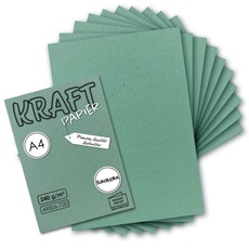 50x Vintage Kraftpapier in Eukalytpus-Grün - DIN A4 21 x 29,7 cm - 210 x 297 mm - 240 g/m2 natur Recycling-Papier, ökologisch Bastel-Karton UmWelt by GUSTAV NEUSER