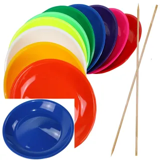 SCHWABMARKEN 2 Jonglierteller Blau mit Holzstab - Jonglierteller mit Holz- oder Kunststoffstab in vielen verschiedenen Mengen und Farben